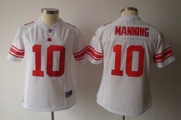 Giants #10 Eli Manning White Women's Team Color Stitched NFL Jersey - Click Image to Close